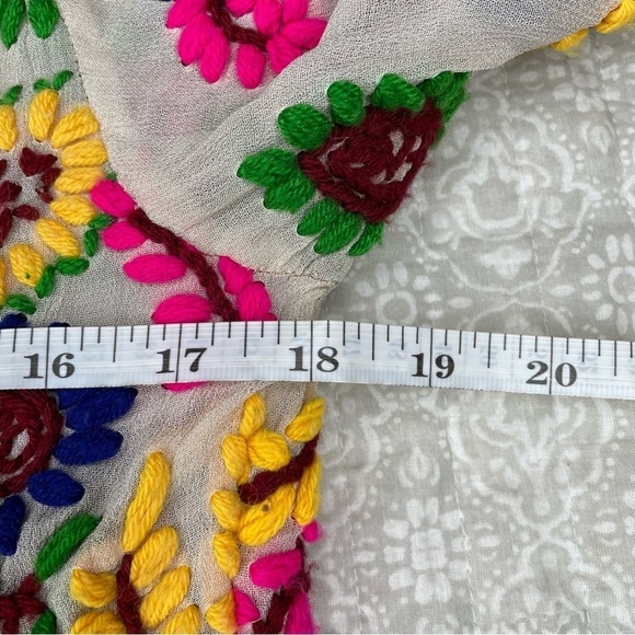 Sweet Sinammon Multicolor Floral Paisley Yarn Embroidered Blouse Top Small - Picture 8 of 11